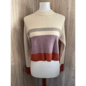 Freshman 1996 Ribbed Knit Cream Striped Sweater Size Small Pre-Loved